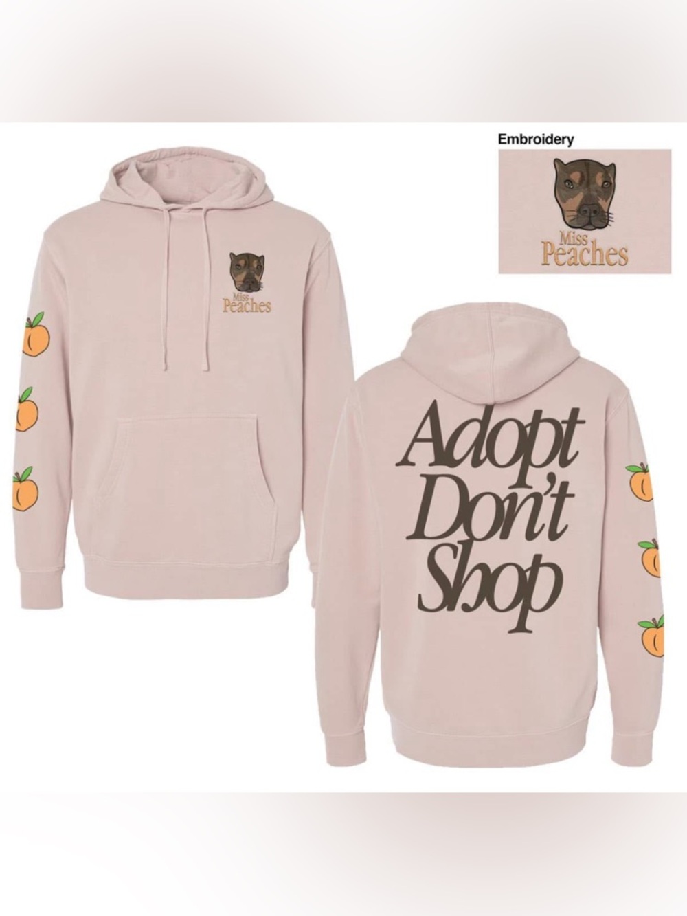 Miss Peaches 'Adopt Don't Shop' Light Pink Hoodie